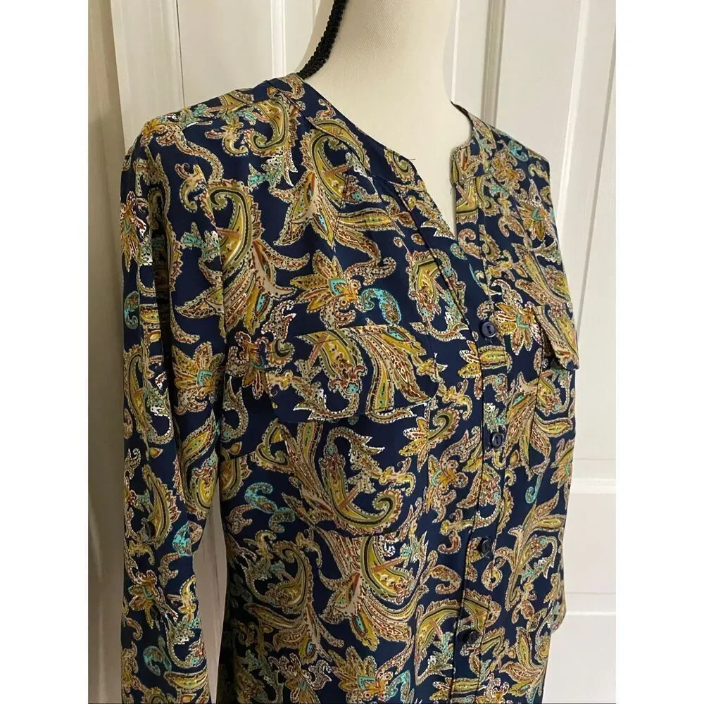 Notations paisley print tunic blouse size S